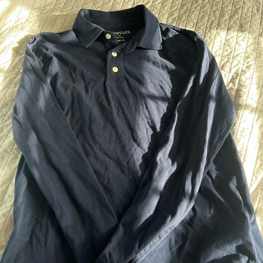 Boys long sleeve polo in navy from crewcutS